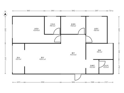 3室2廳1陽(yáng)臺(tái) 溪畔麗景