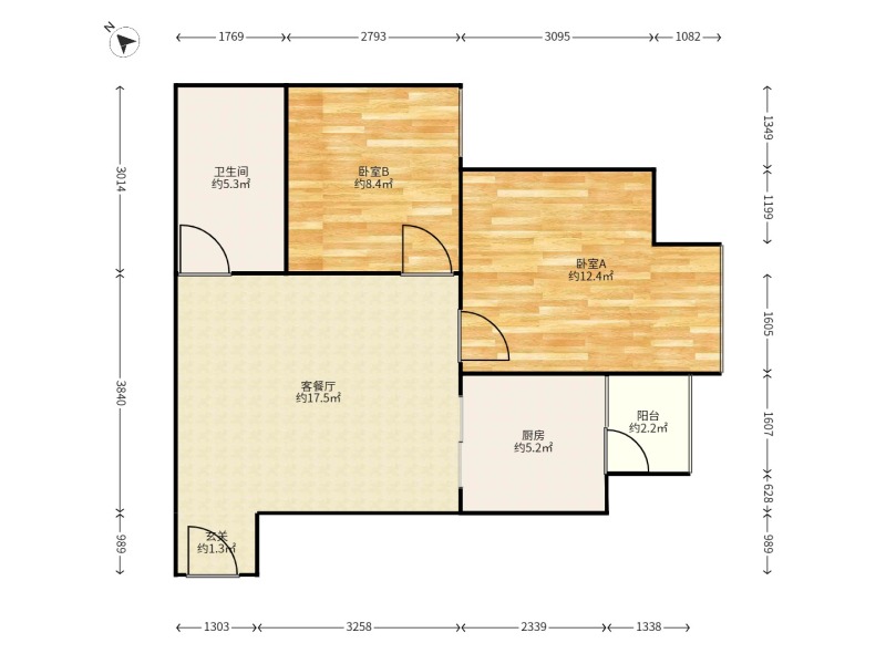 2室2廳1陽臺 鑫世界戶型圖