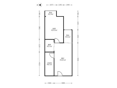 1室1廳1陽(yáng)臺(tái) 鑫世界