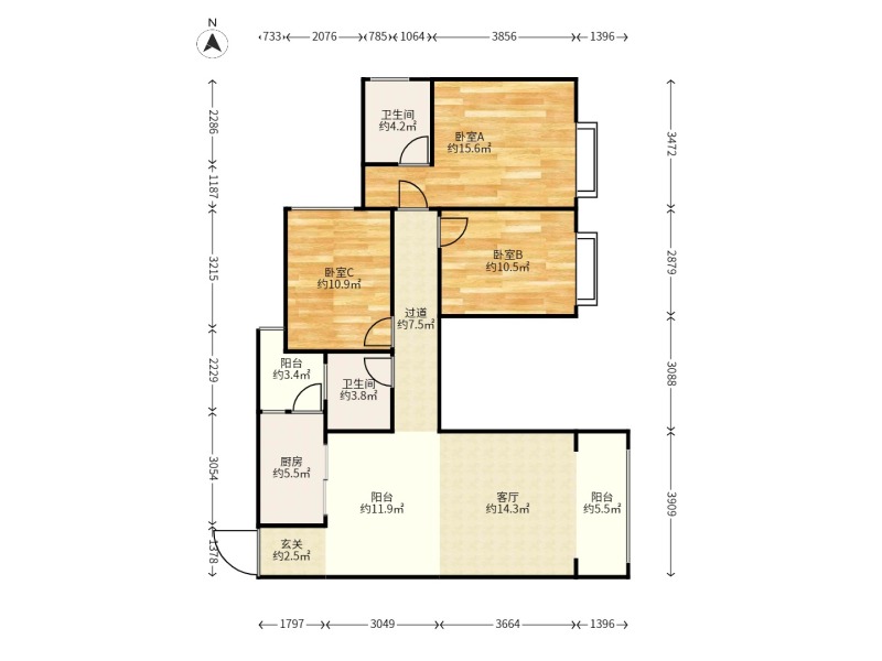 4室2廳1陽臺 天怡峰景戶型圖
