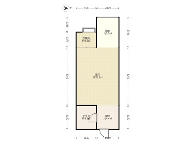 1室1廳1陽(yáng)臺(tái) SOHO俊園戶型圖