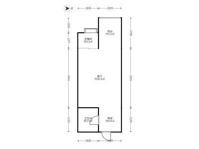 1室1廳1陽(yáng)臺(tái) SOHO俊園戶型圖