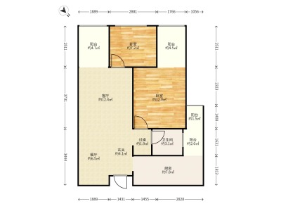 2室2廳3陽(yáng)臺(tái) 金尚俊園二期