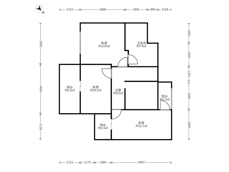 5室2廳2陽臺(tái) 滇池泊屋戶型圖