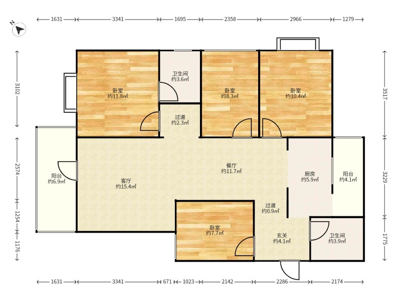 4室2廳2陽臺 經(jīng)典雙城二、三期戶型圖
