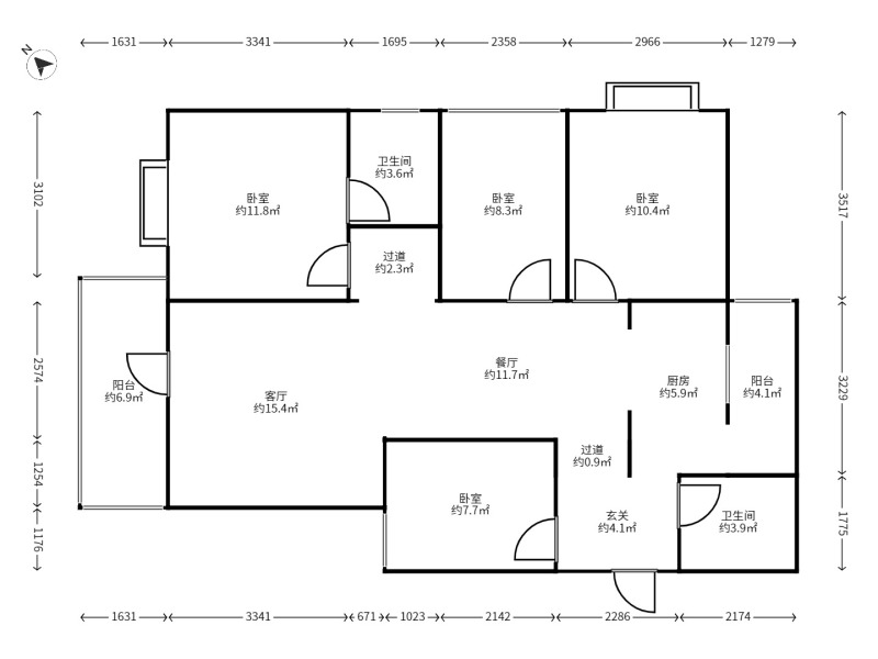 4室2廳2陽臺 經(jīng)典雙城二、三期戶型圖
