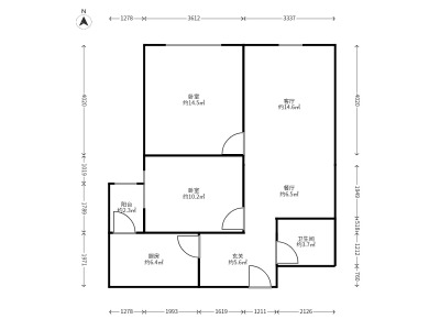 2室2廳1陽臺(tái) 匯都國(guó)際一期