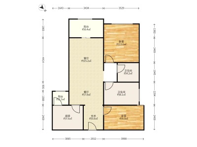 3室2廳1陽(yáng)臺(tái) 華潤(rùn)悅府二期