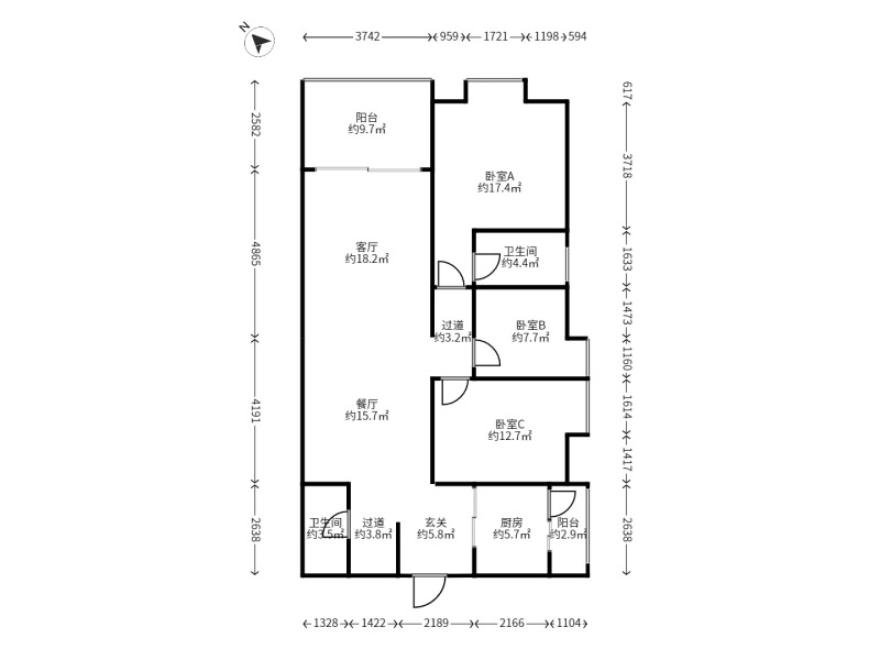 3室2廳2陽臺 和諧世紀戶型圖