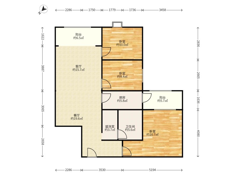 3室2廳2陽臺 東驤神駿一期戶型圖