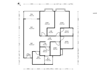 4室2廳1陽(yáng)臺(tái) 萬(wàn)科金域水岸戶型圖