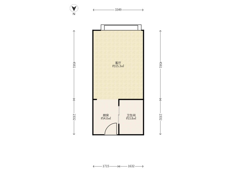 1室2廳1陽臺 中海云著公寓戶型圖
