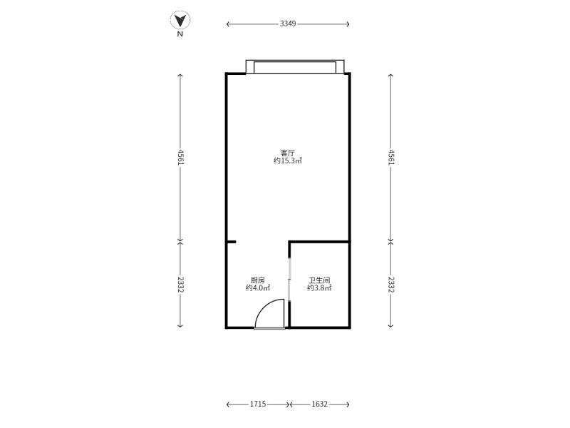 1室2廳1陽臺 中海云著公寓戶型圖