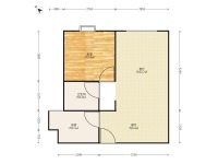 1室1廳1陽臺 盛高大城二期戶型圖