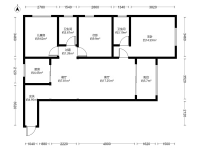 3室2廳1陽臺 俊發(fā)城金盞苑