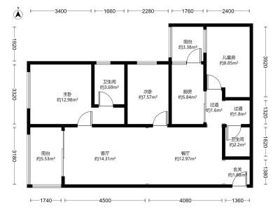 3室2廳1陽臺 俊發(fā)城茉莉苑