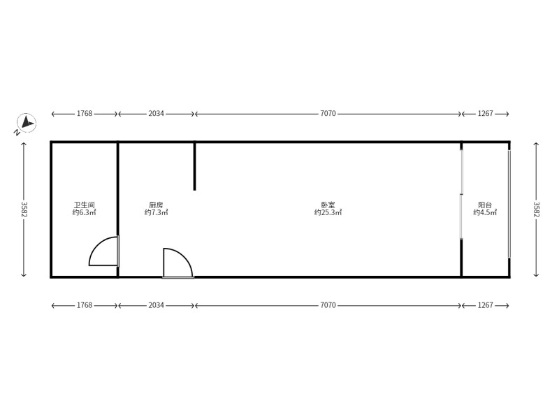 1室1廳 禧瑞都戶型圖