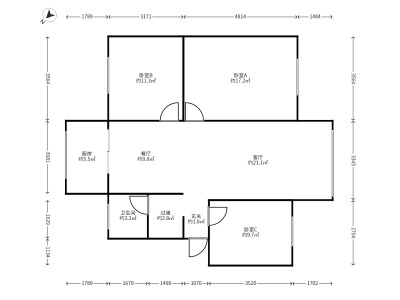3室2廳1陽臺 月牙塘小區(qū)戶型圖