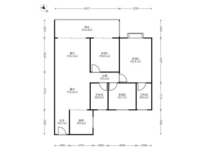 3室2廳2陽(yáng)臺(tái) 碧桂園北城映象谷雨苑