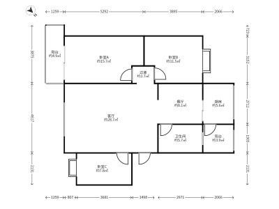 3室2廳1陽(yáng)臺(tái) 北辰小區(qū)櫻花苑