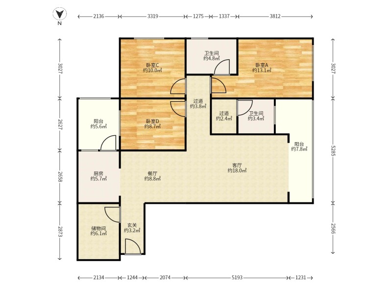 3室2廳 溪畔麗景戶(hù)型圖