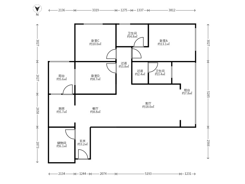 3室2廳 溪畔麗景戶(hù)型圖