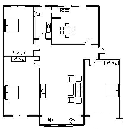 3室2廳1陽臺 秋苑小區(qū)戶型圖