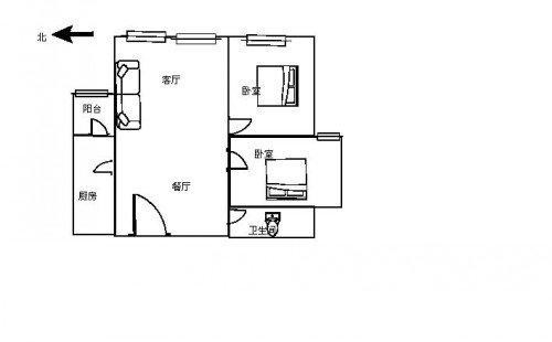 2室2廳1陽臺 中海學府路8號戶型圖