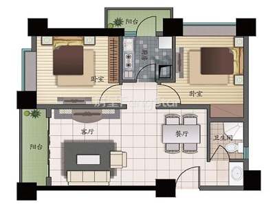 2室2廳2陽臺 天驕北麓南區(qū)