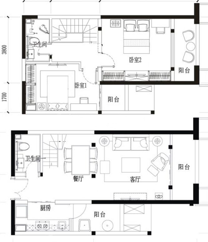 2室2廳1陽臺 濱江俊園香儂組團(tuán)戶型圖