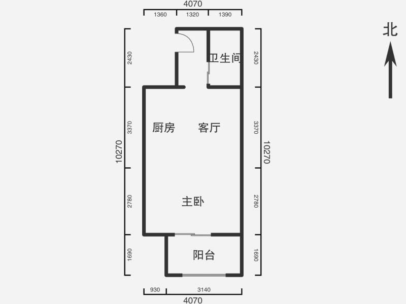 1室1廳1陽(yáng)臺(tái) 同德昆明廣場(chǎng)上北區(qū)戶型圖