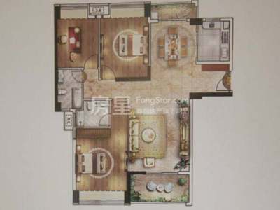 3室2廳1陽(yáng)臺(tái) 融城春曉