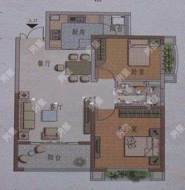 2室2廳1陽臺 同德錦江嘉園戶型圖