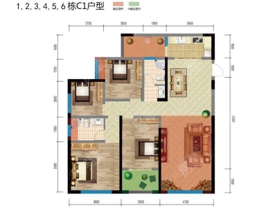 4室2廳2陽臺 俊發(fā)灣流海A13地塊