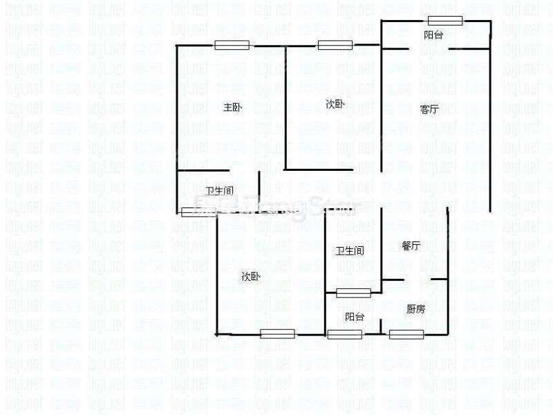3室2廳1陽臺 佳湖花園戶型圖