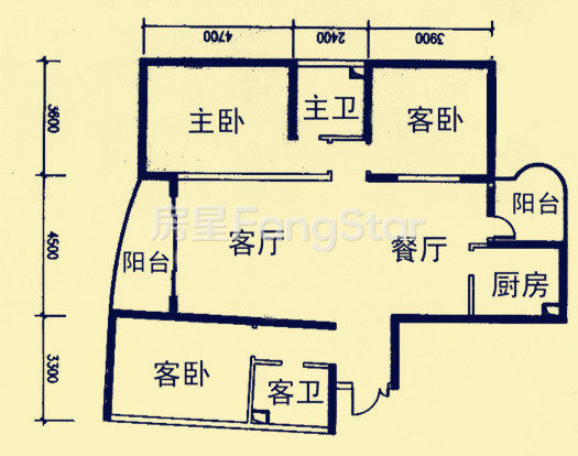 3室2厅2阳台 世纪城雅春苑户型图