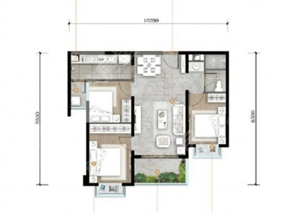 3室2廳2陽臺(tái) 萬科翡翠濱江三期