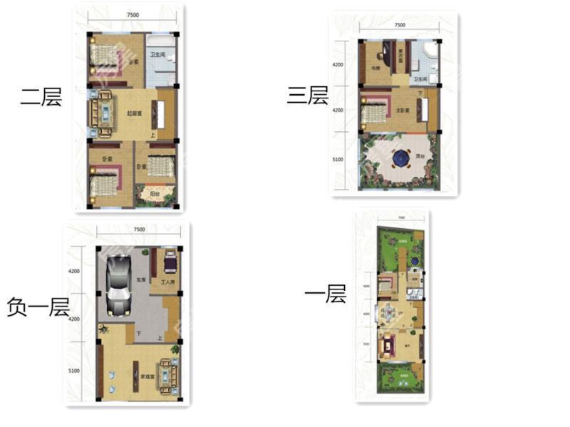 5室3廳3陽(yáng)臺(tái) 果林湖畔別墅戶型圖