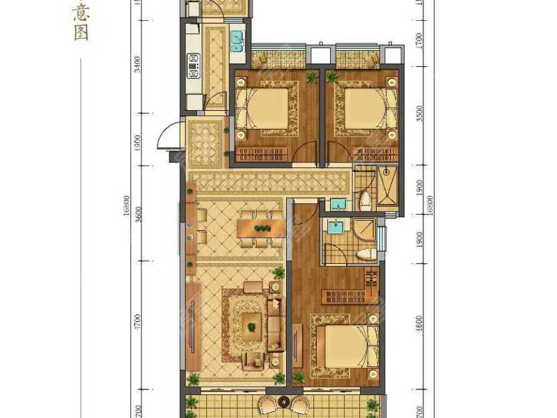 3室2廳1陽臺 北大資源頤和1898二期戶型圖