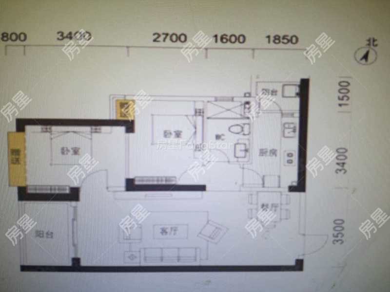 2室2廳1陽(yáng)臺(tái) 海倫國(guó)際海樂(lè)城戶型圖