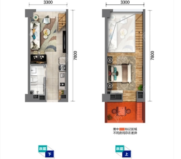 1室1廳 龍湖聽藍(lán)半島公寓戶型圖