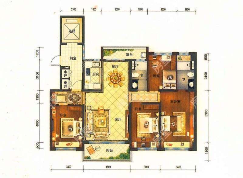 4室2廳2陽臺 碧桂園紫臺戶型圖