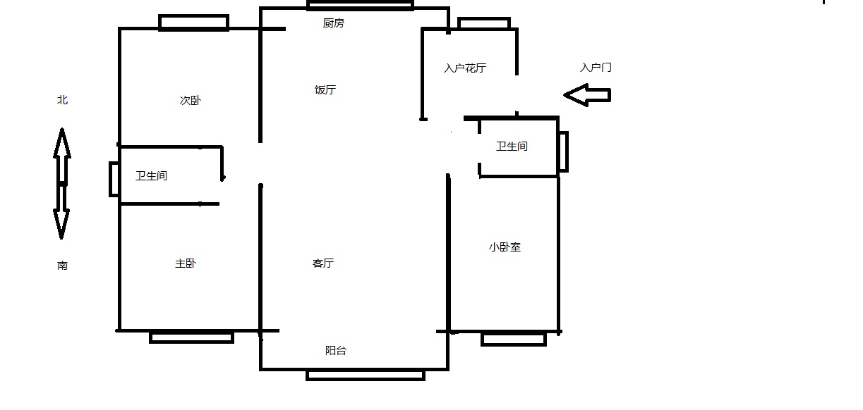 3室2廳1陽臺(tái) 實(shí)力五星彩園戶型圖