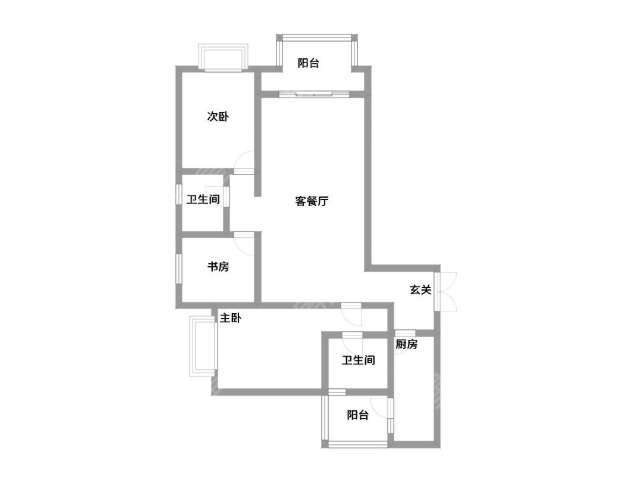 3室2厅1阳台 翡翠湾户型图