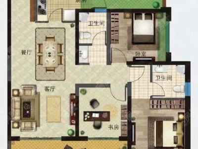 3室2廳2陽(yáng)臺(tái) 藍(lán)光水岸公園