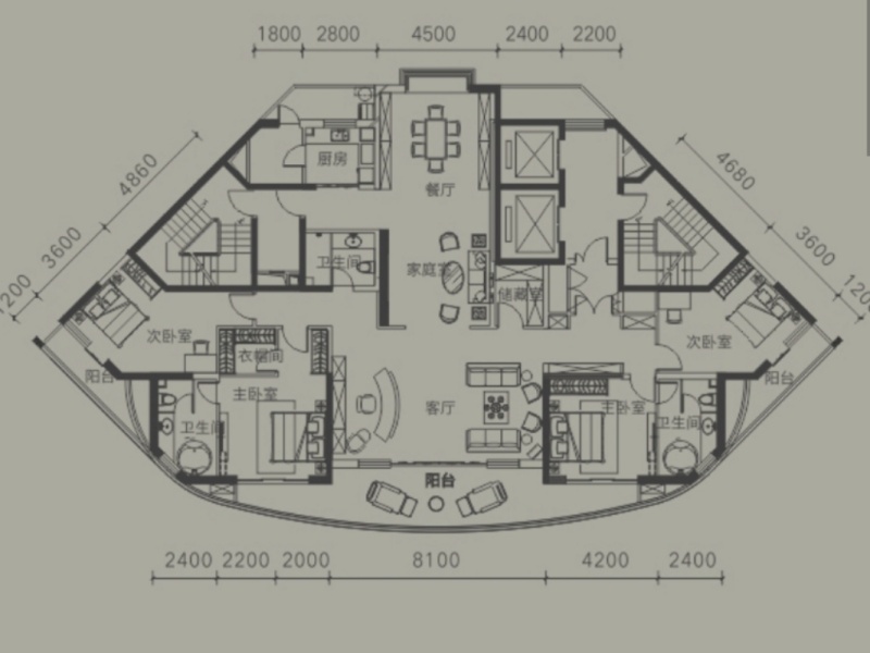5室3廳5陽臺(tái) 山海灣戶型圖