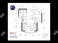 3室2廳1陽(yáng)臺(tái) 山海灣戶型圖