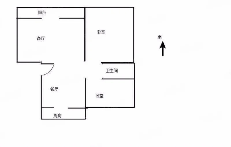 2室2厅1阳台 江东花城户型图