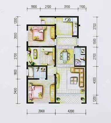 3室2廳1陽臺(tái) 云南映象C區(qū)戶型圖