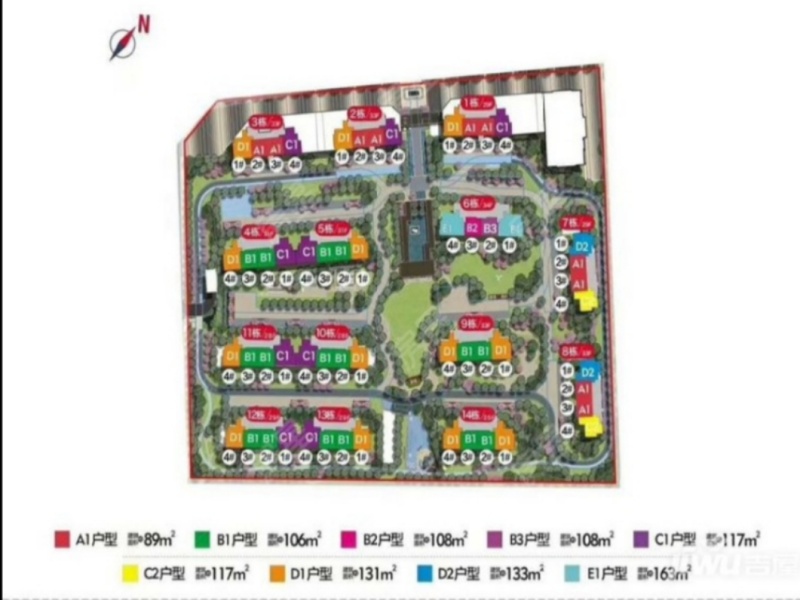 3室2廳1陽(yáng)臺(tái) 紅星天鉑小區(qū)平面圖